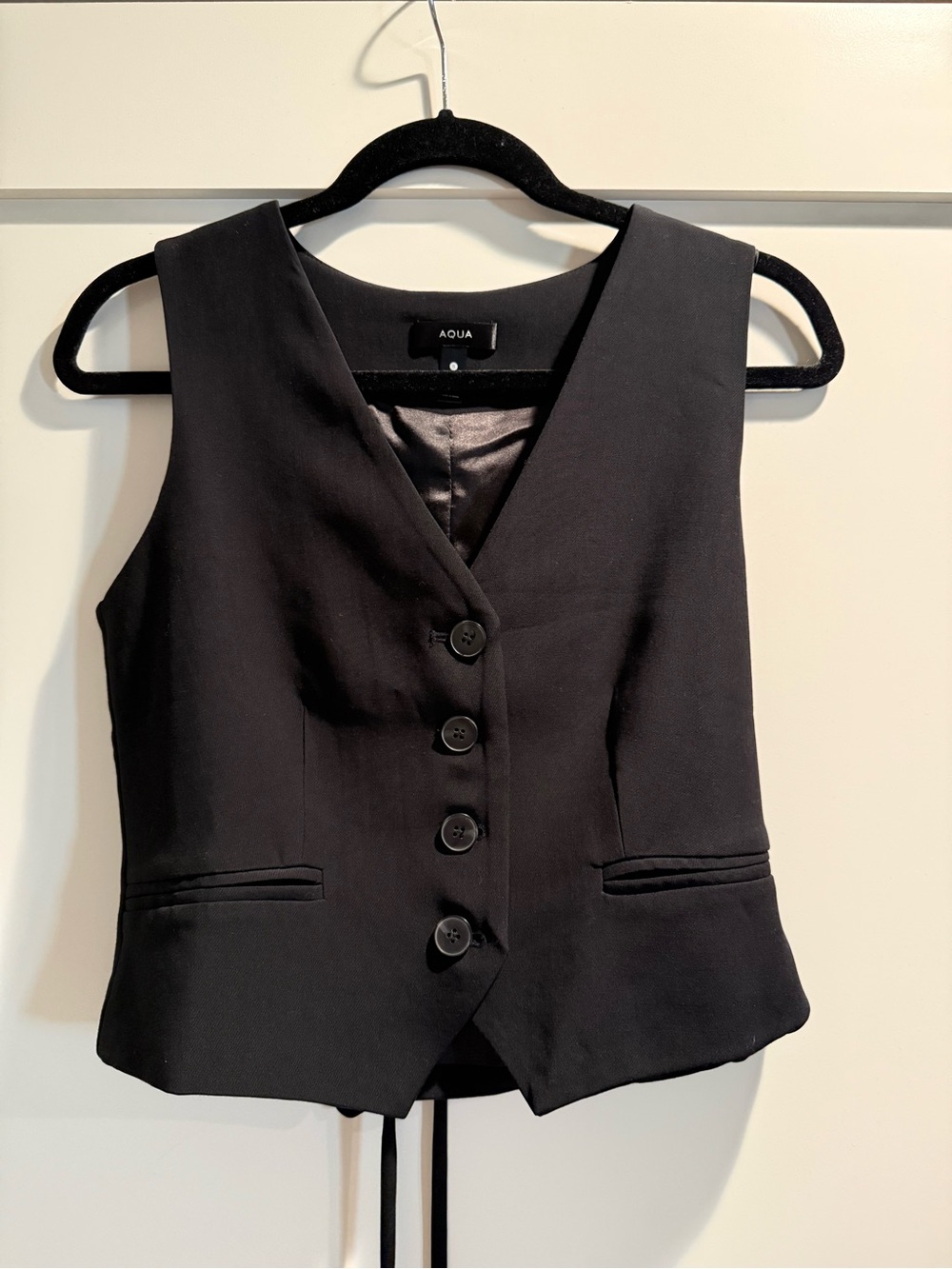 Aqua Black Tailored Women's Vest with Button Front